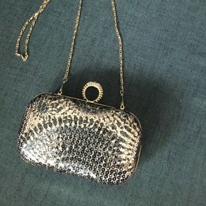 Blue and silver evening bag